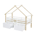 **Lit en bois en forme de maison avec tiroirs de rangement**