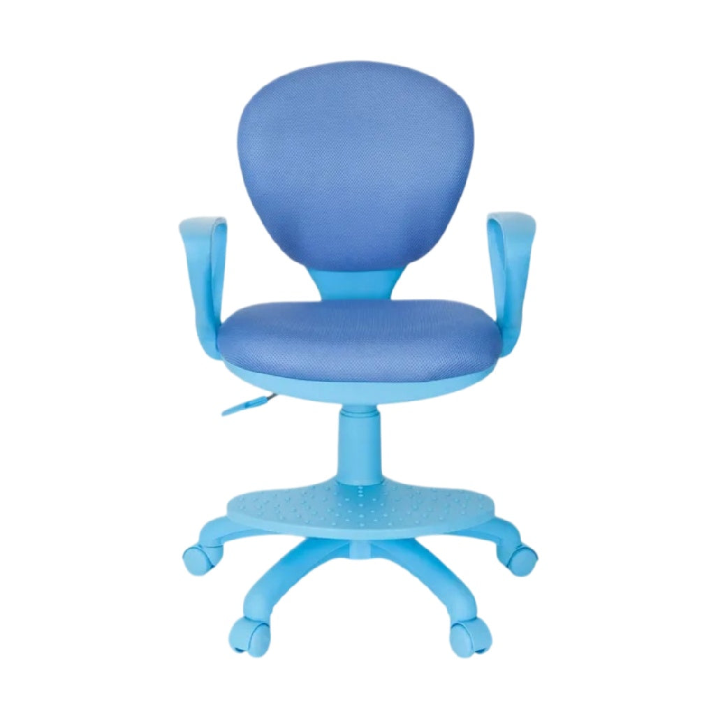 **Chaise de bureau ergonomique pour enfants avec accoudoirs et roulettes, coloris bleu**